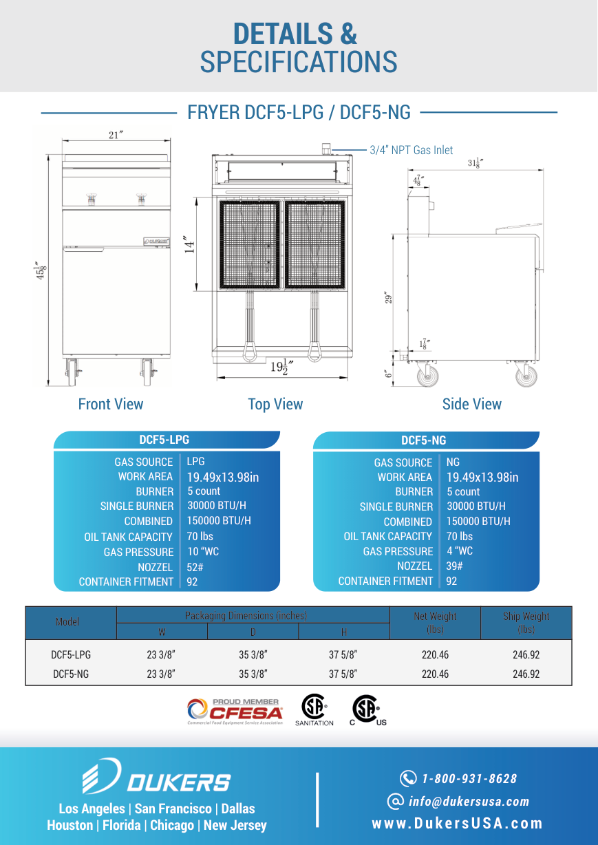 DCF5-LPG dimensional drawing